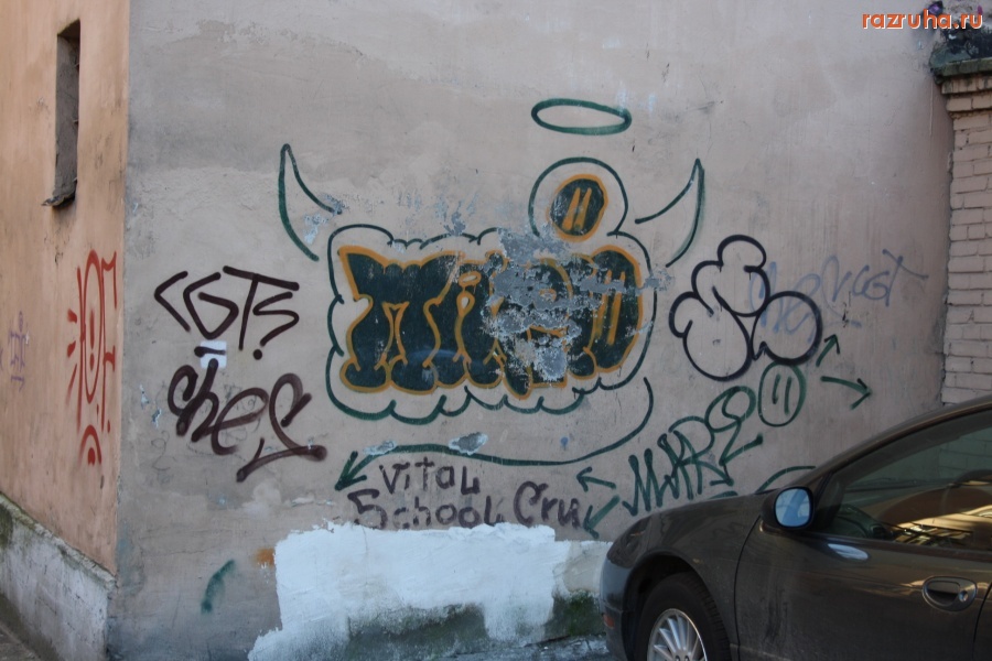 Санкт-Петербург - Петроградский район. Ул. Мичуринская 13-15. Двор.  Граффити