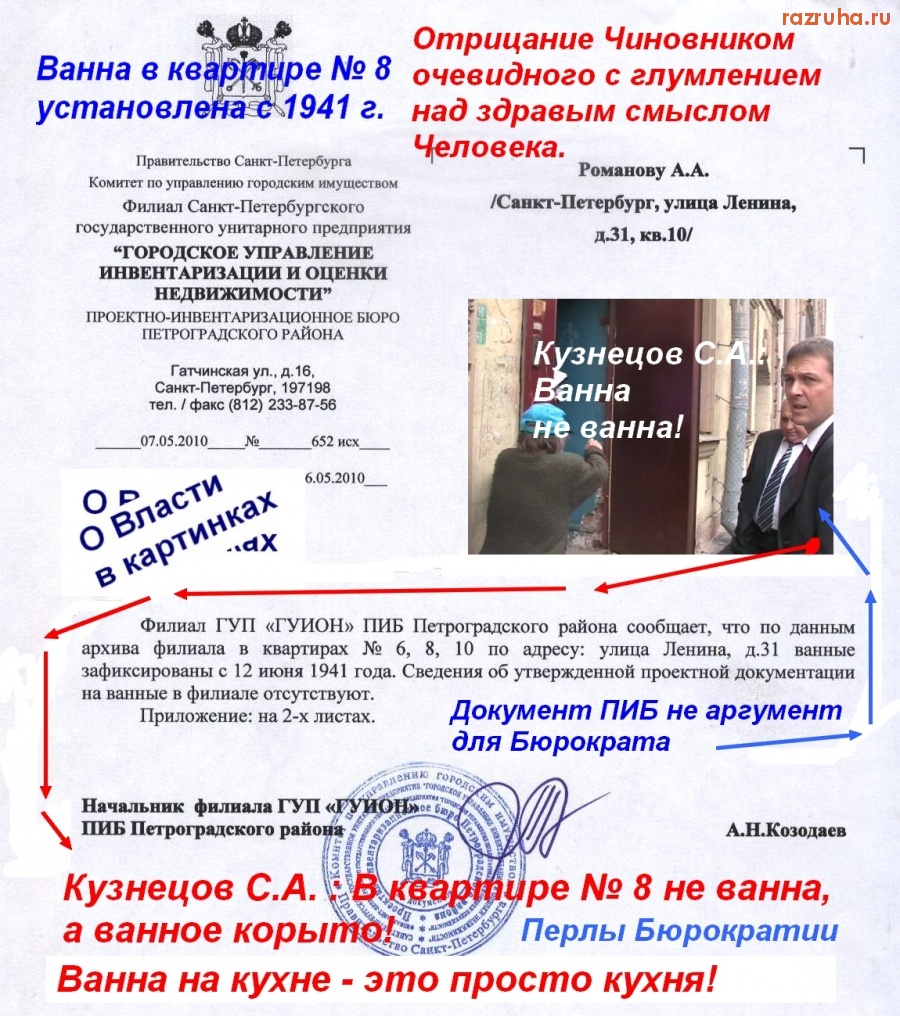 Санкт-Петербург - Ванна на кухне это не ванна. Перлы Бюрократии. О Власти в картинках