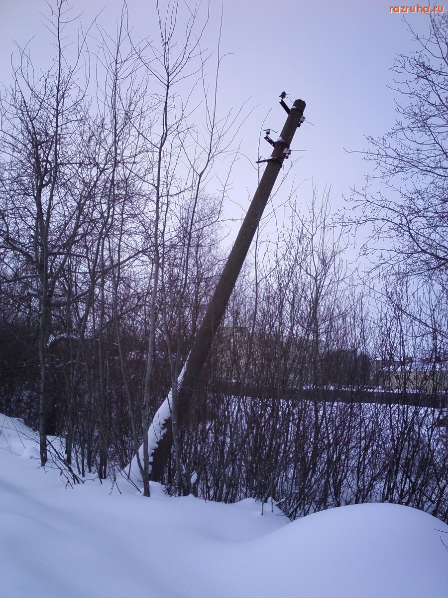 Нерехта - Кривые беспроводные столбы вдоль дороги к водоканалу